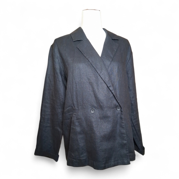 Eileen Fisher Organic Linen Double-Breasted Blazer  XS - Picture 5 of 8